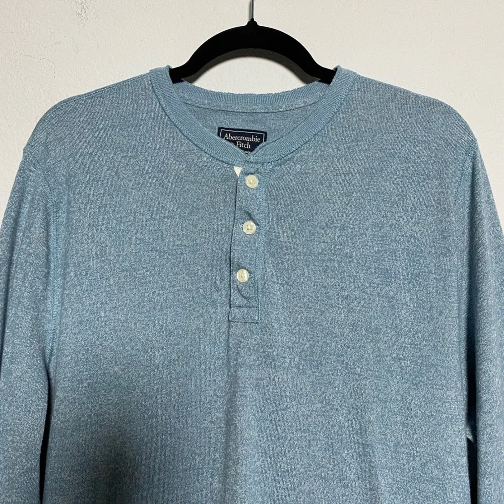 A&F Blue Long Sleeve Henley Mens Large‎ Shirt Timeless Comfort Casual Minimalist